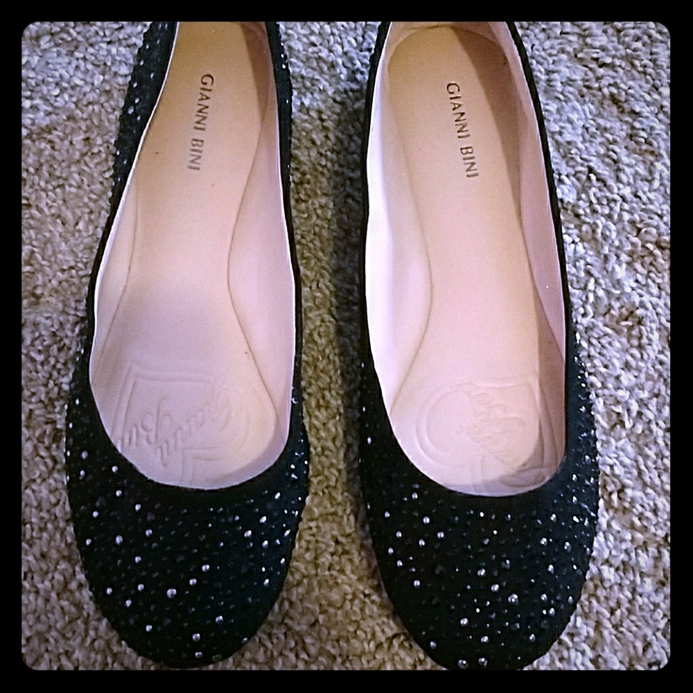Black beaded flats